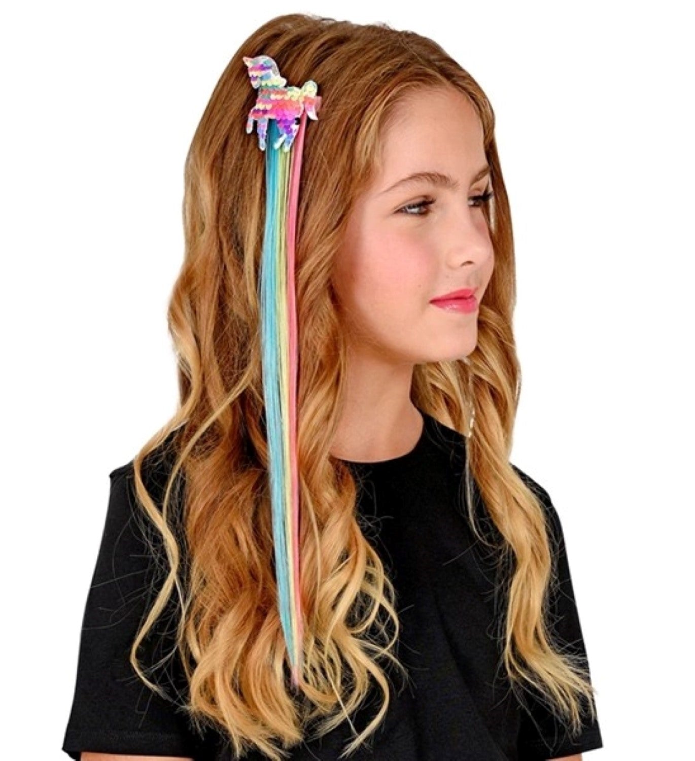 das-kost-mland-einhorn-haarverl-ngerung-glitzer-haarclip image 2