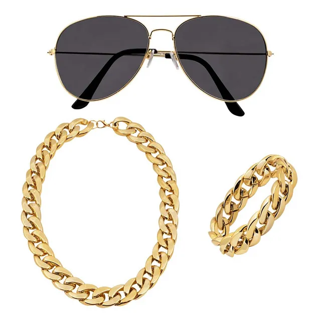 das-kost-mland-herren-pimp-kost-mset-gold-kette-armband-brille image 1