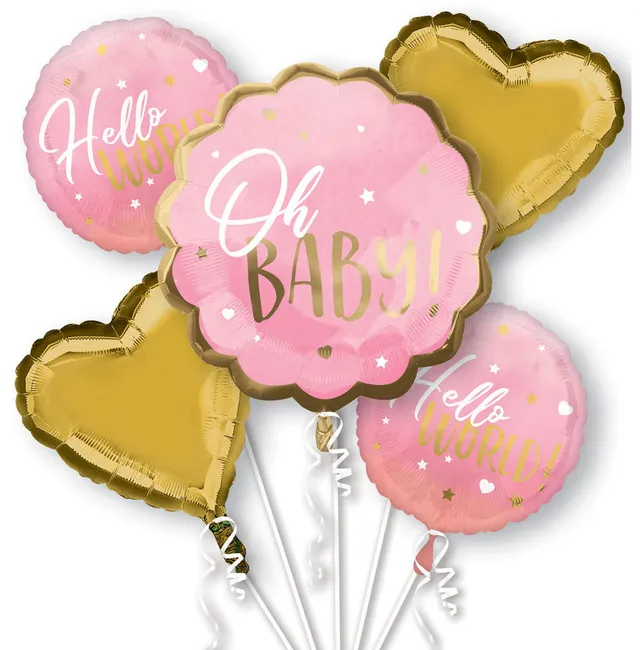 das-kost-mland-dekorationen-hello-world-folienballon-bouquet-rosa-gold image 1
