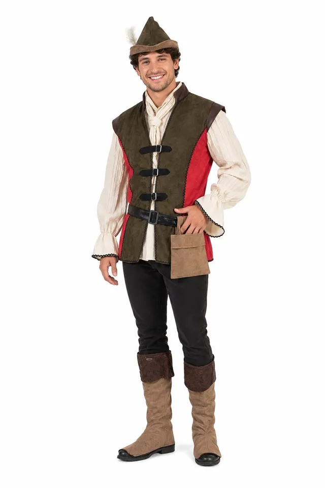 das-kost-mland-herren-robin-hood-kost-m-gr-n-rot-film-party image 1