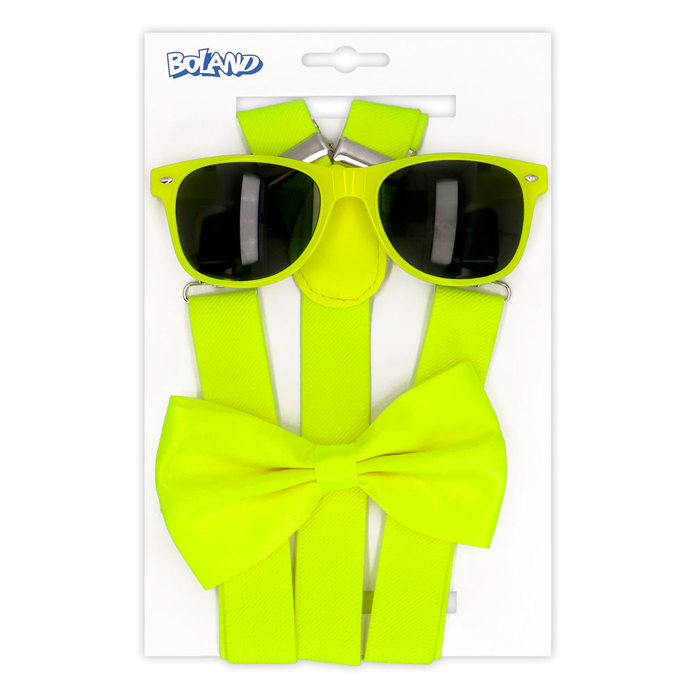 das-kost-mland-accessoires-partyset-hosentr-ger-brille-fliege-neon-gelb image 2