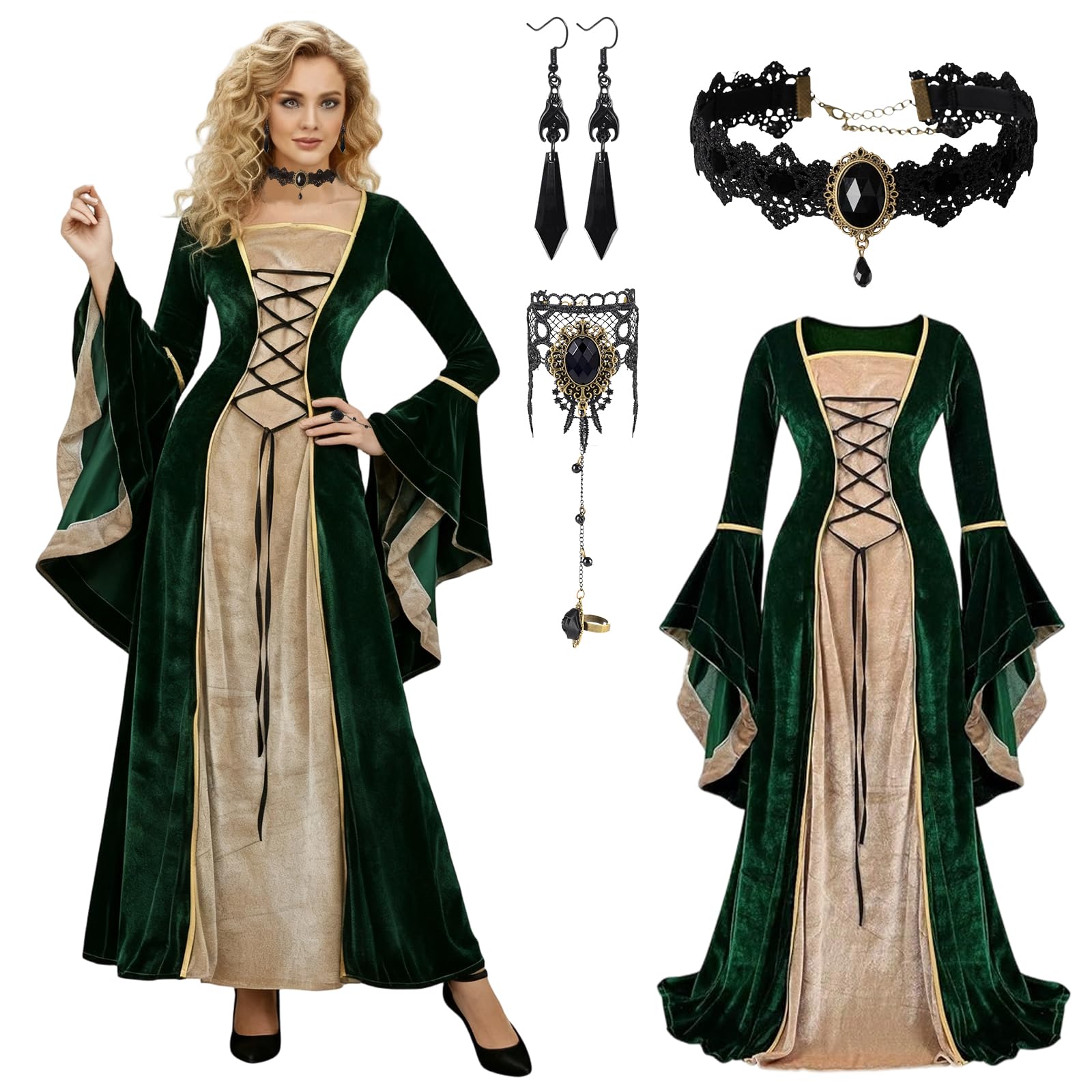 heitoyi-samtkleid-rot-mittelalter-kost-m-damen-samt image 8