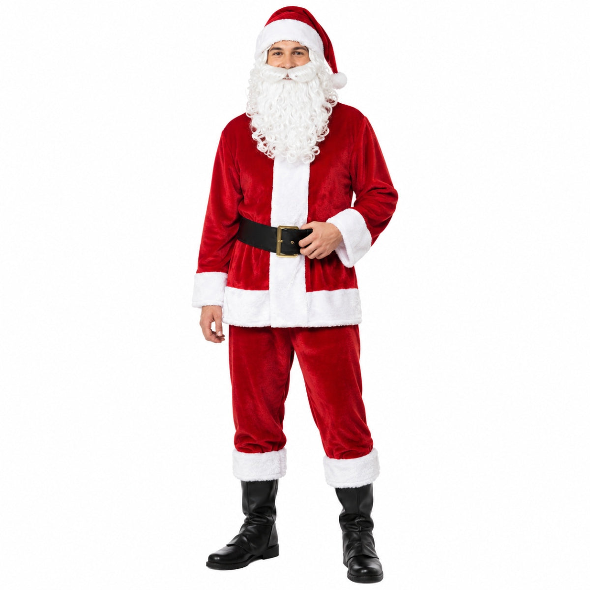 das-kost-mland-weihnachtsmann-kost-m-herren-samt-rot-4-tlg image 1