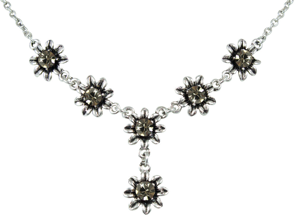 das-kost-mland-blumen-collier-mit-ohrh-ngern-black-diamond-halskette image 3