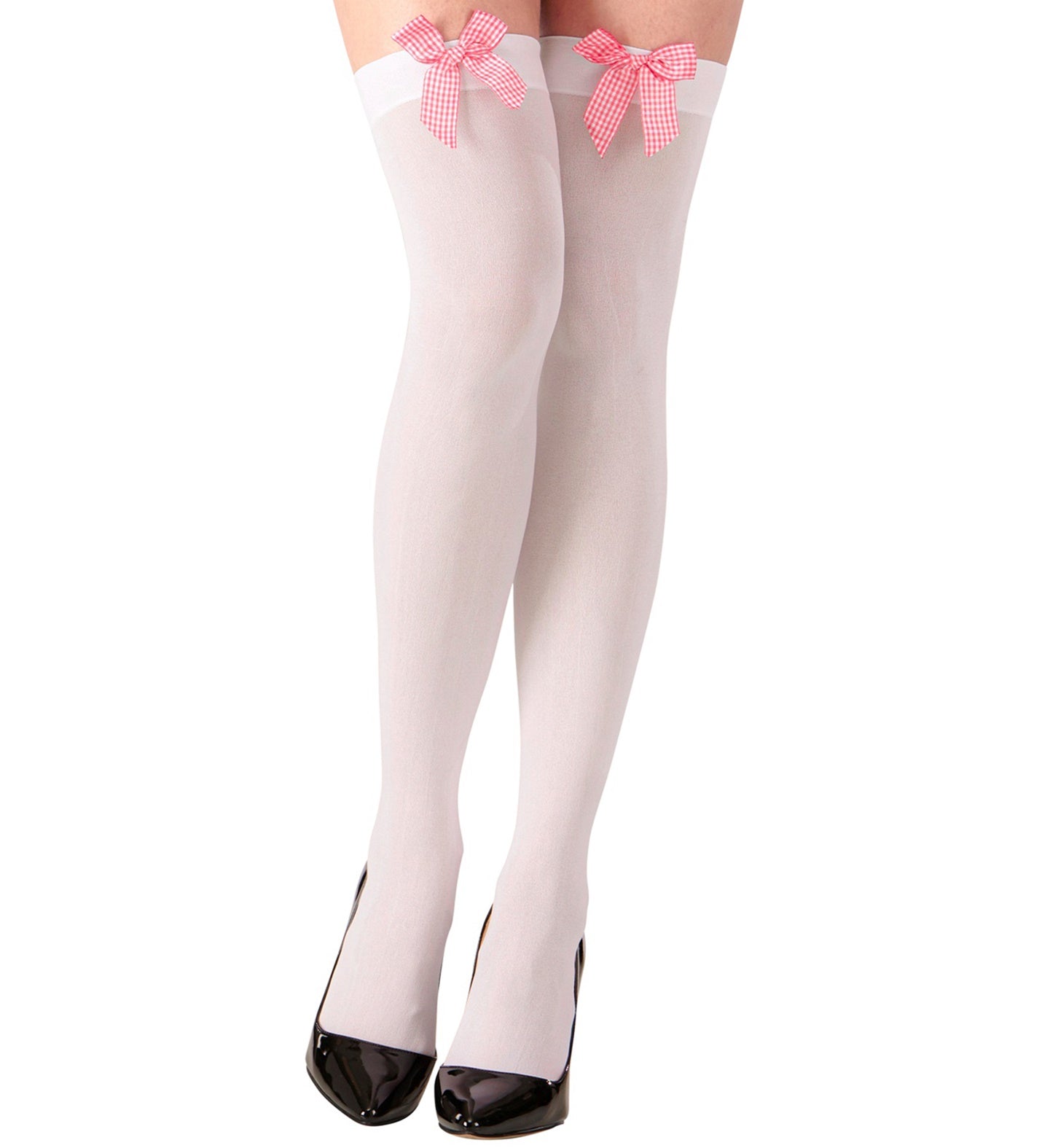 das-kost-mland-dekorationen-halterlose-str-mpfe-wei-rosa-schleife image 1