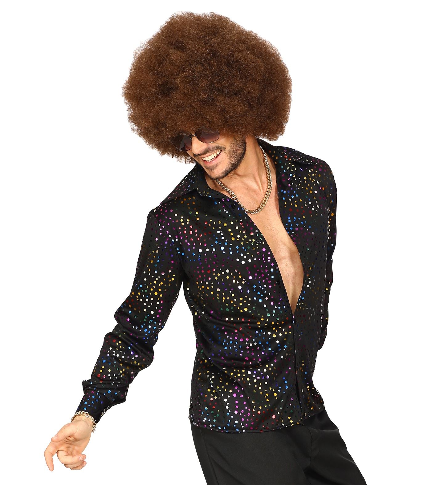 das-kost-mland-70er-disco-glitzer-hemd-herren-schwarz-mehrfarbig image 2