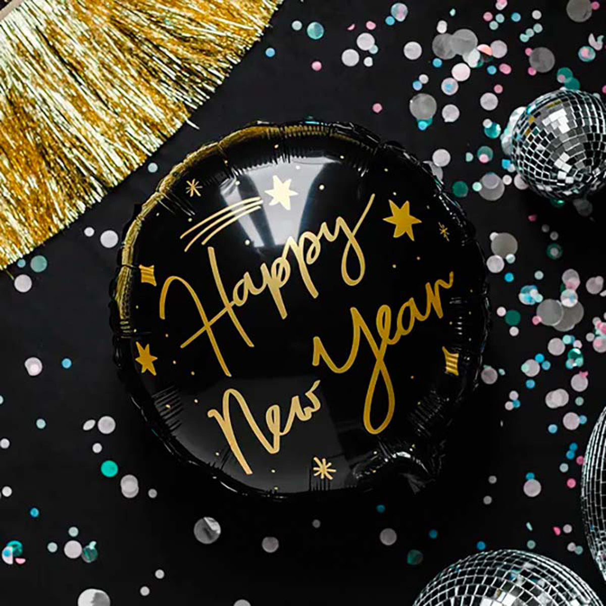 das-kost-mland-folienballon-happy-new-year-schwarz-45cm image 2