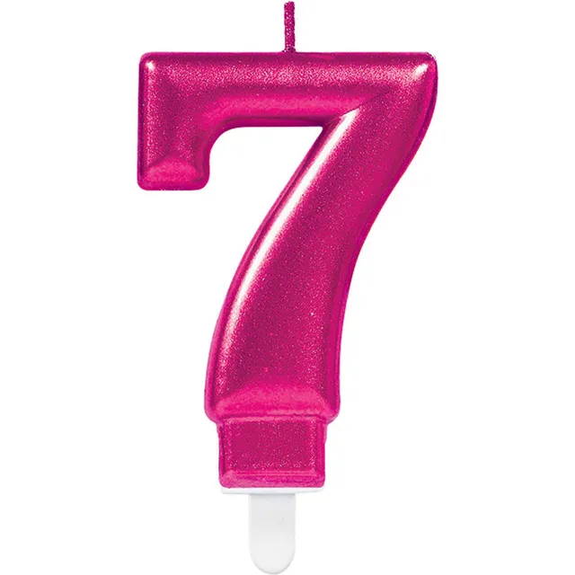 das-kost-mland-zahlenkerze-7-sparkling-celebrations-metallic-pink-9-3cm image 1