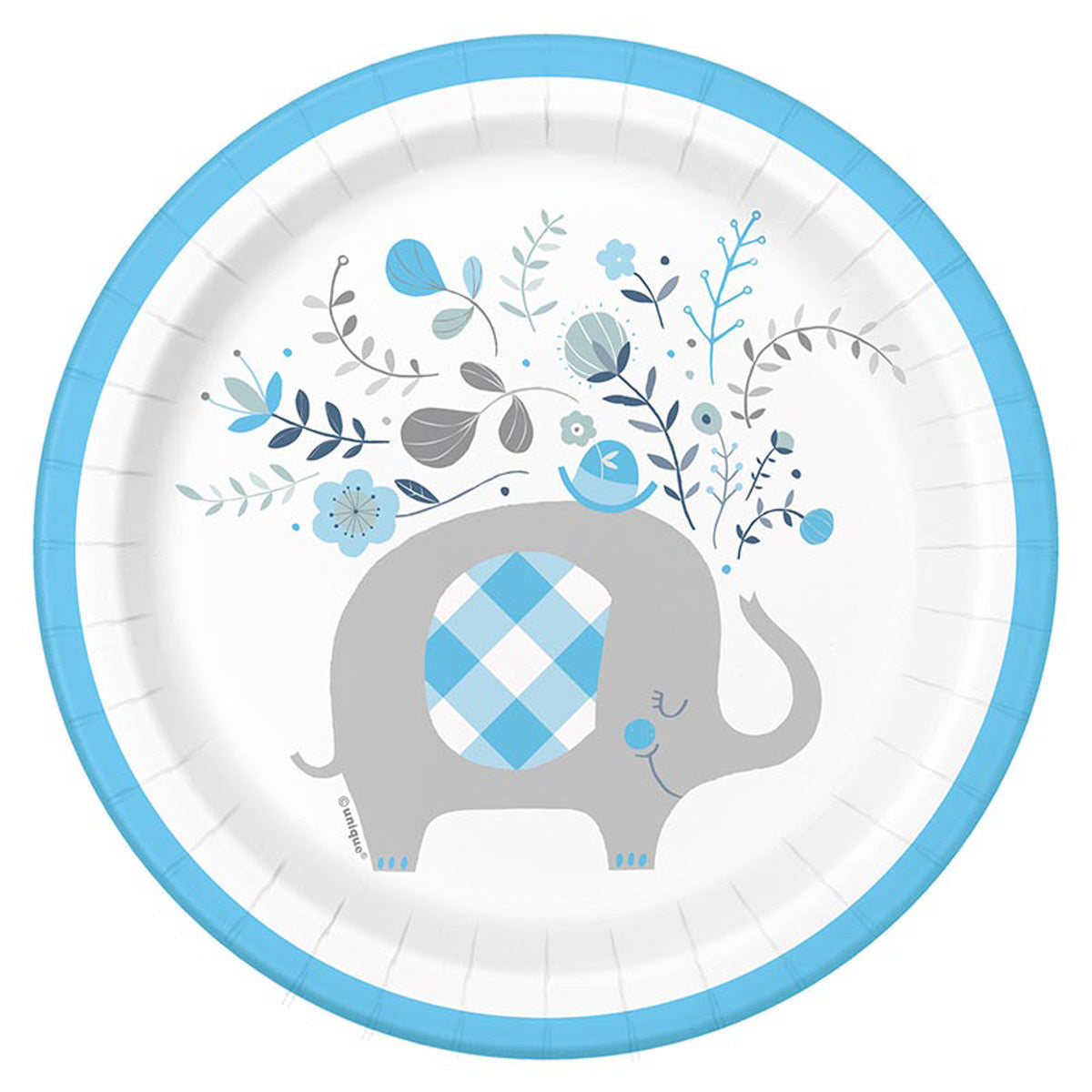 das-kost-mland-dekorationen-pappteller-elefant-blau-18cm-8stk image 1