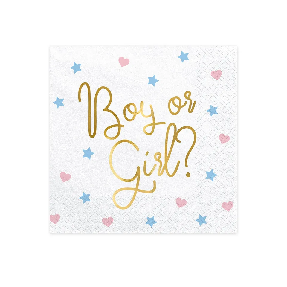 das-kost-mland-servietten-boy-or-girl-gold-20stk-33x33cm image 1