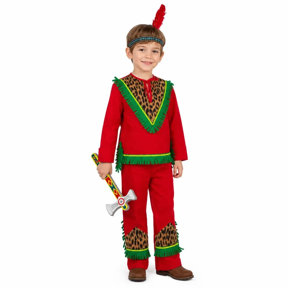das-kost-mland-jungen-indianer-kiowa-kost-m-kinder-gr-116-4-tlg-rot image 1