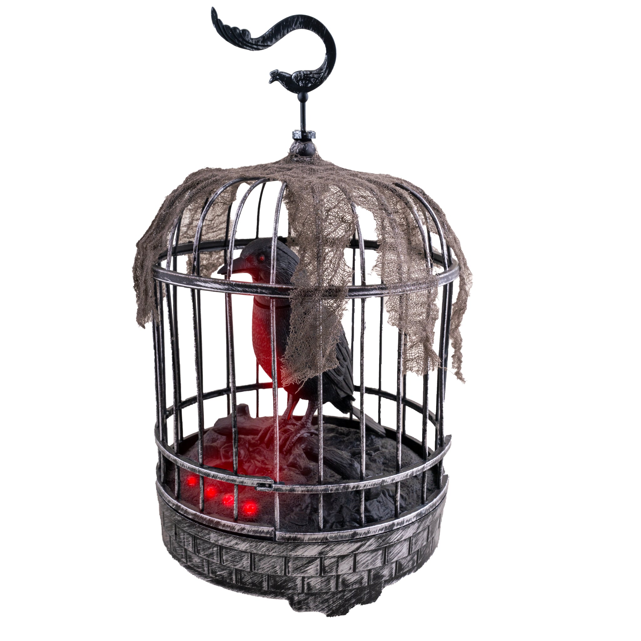 das-kost-mland-rabe-im-k-fig-animierte-halloween-deko-32-cm image 1