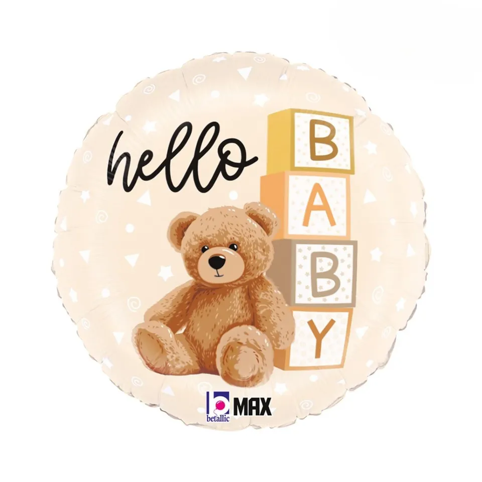 das-kost-mland-hello-baby-folienballon-teddy-b-r-46cm image 1