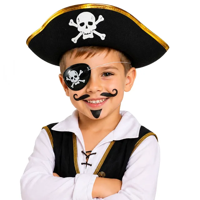 das-kost-mland-piratenhut-totenkopf-kinder-schwarz-gold-1er-set image 1