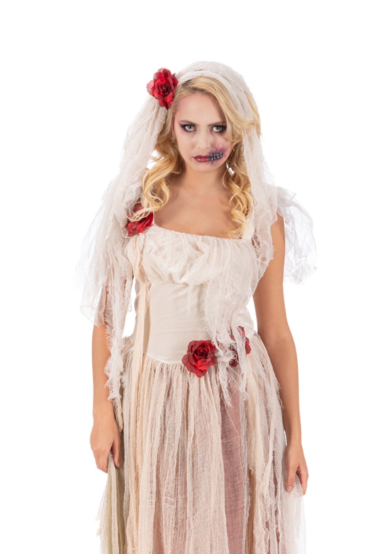 das-kost-mland-cristina-geisterbraut-kost-m-damen-creme-rot-schleier image 2