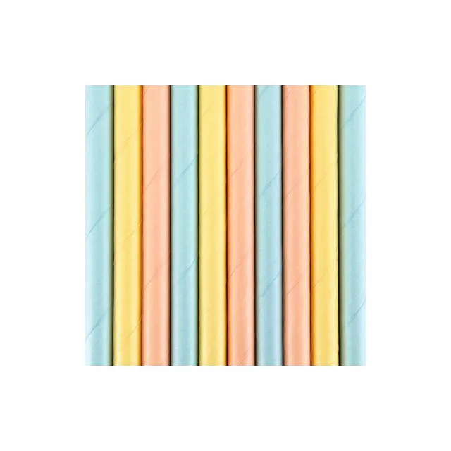 das-kost-mland-dekorationen-strohhalm-papier-10-stk-pastel-bunt image 1