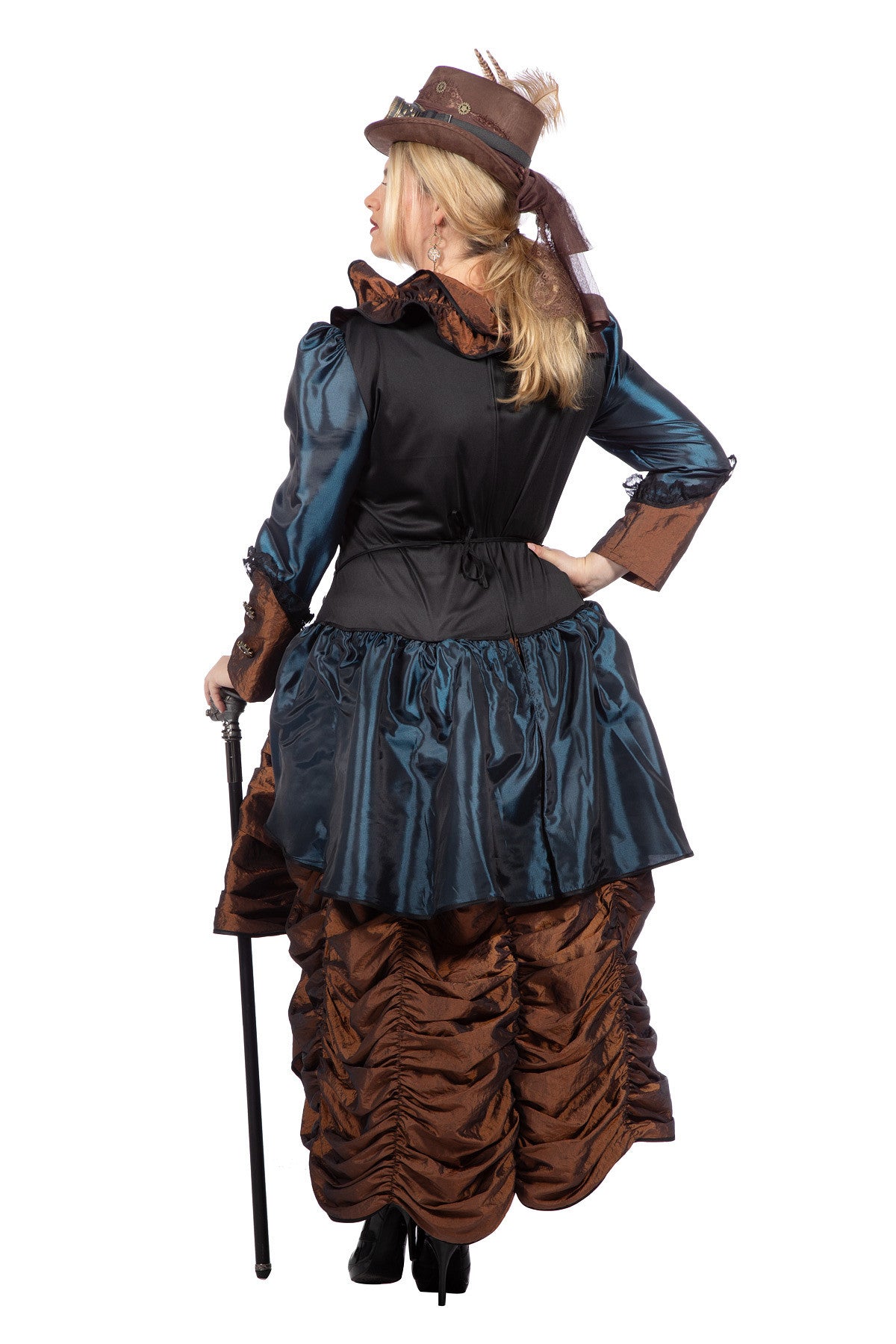 steampunk-lady-blue-kost-m-kleid-damen-blau-braun-320341 image 6