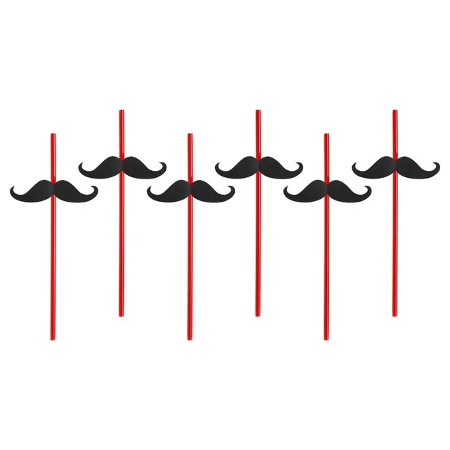das-kost-mland-accessoires-strohhalm-schnurrbart-6-st-rot-schwarz image 1
