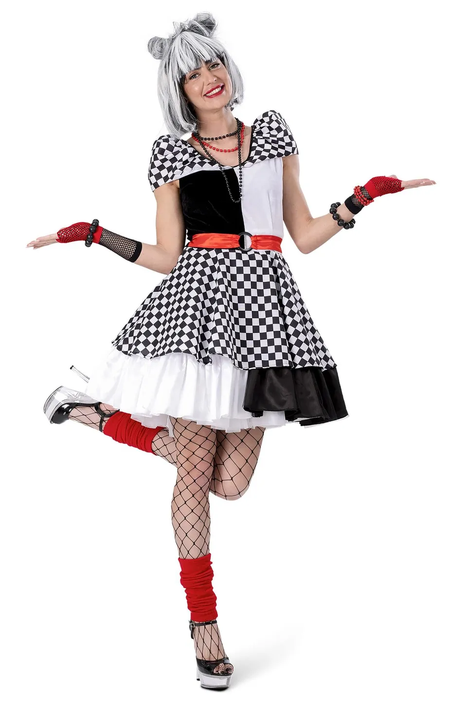 das-kost-mland-damen-clown-kost-m-karierte-suzanna-kleid-gr-36-38 image 1