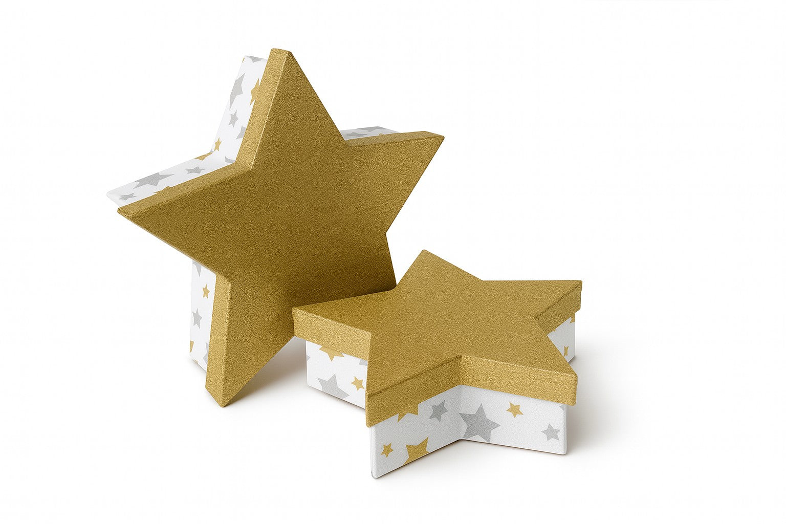 riffelmacher-geschenkbox-2er-set-stern-gold-wei-pappe-sternbox image 1