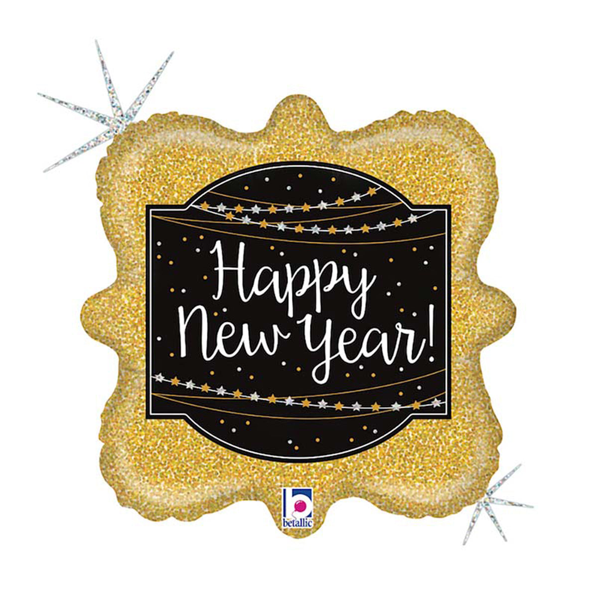 das-kost-mland-new-year-folienballon-holo-gold-schwarz-46cm image 1