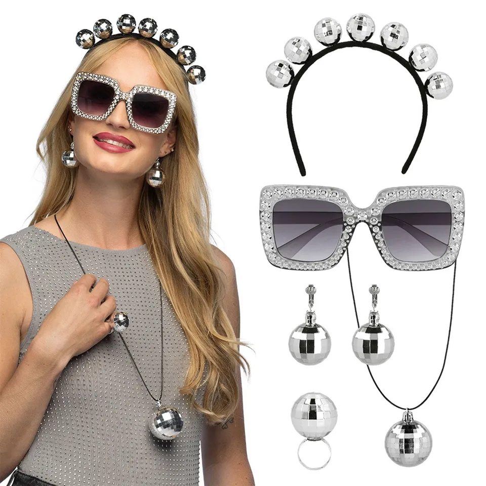 das-kost-mland-discokugel-kost-m-set-6-tlg-silber-mit-brille image 1