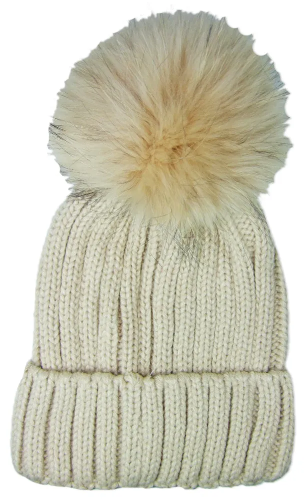 das-kost-mland-damen-beanie-strickm-tze-fellbommel-beige image 1
