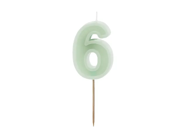 das-kost-mland-dekorationen-zahlenkerze-6-gr-n-6cm-geburtstag image 1