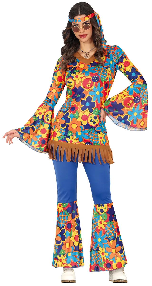 das-kost-mland-damen-70er-hippie-flower-kost-m-3-tlg-gr-s image 1