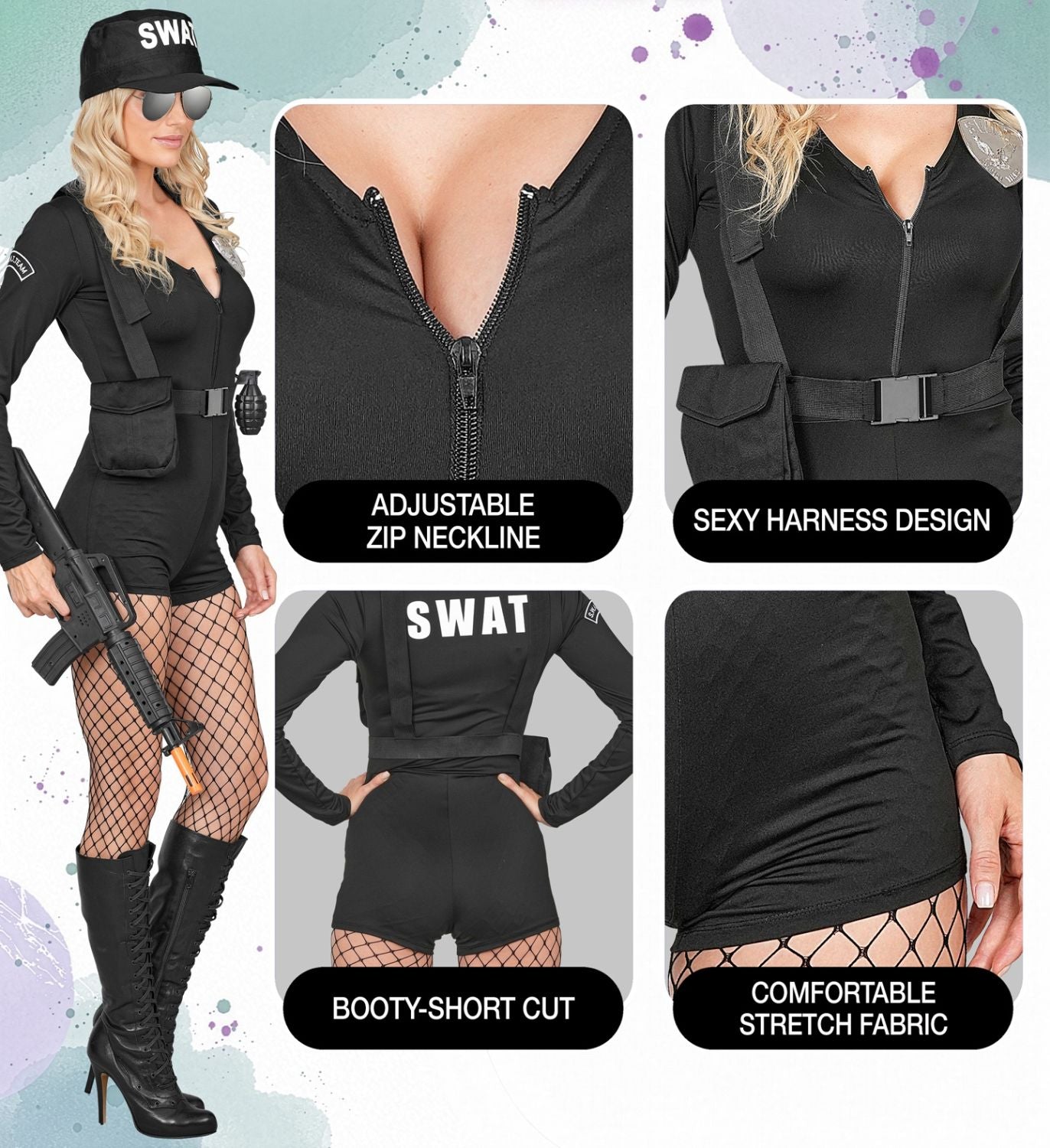 das-kost-mland-damen-s-w-a-t-agentin-kost-m-4-tlg-schwarz image 3