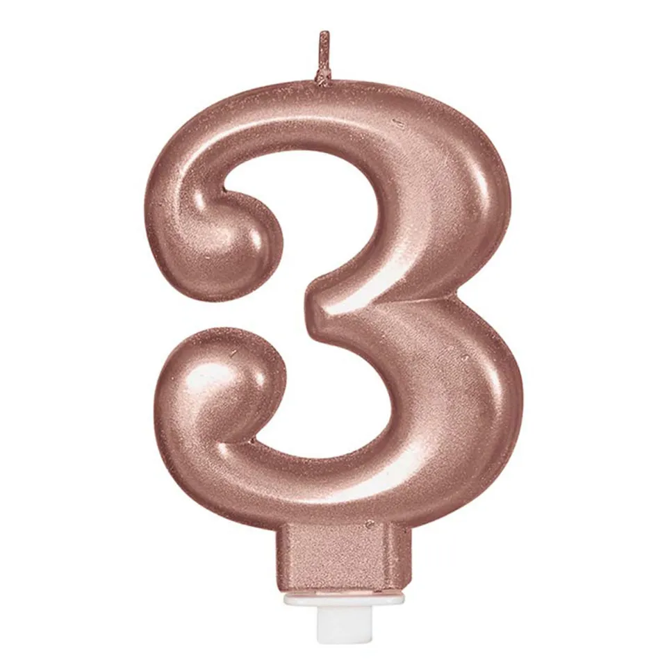 das-kost-mland-dekorationen-zahlenkerze-3-rosegold-torte image 1