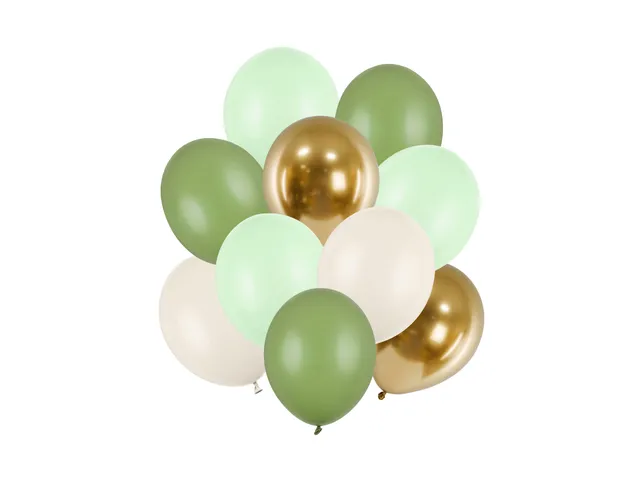 das-kost-mland-dekorationen-luftballon-30cm-set-10-stk-gr-n-wei-gold image 1