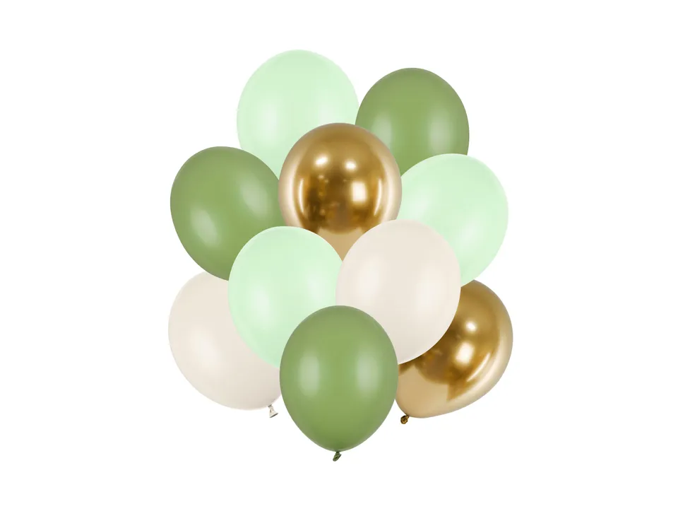 das-kost-mland-dekorationen-luftballon-30cm-set-10-stk-gr-n-wei-gold image 1