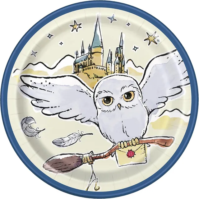 das-kost-mland-deko-pappteller-harry-potter-hedwig-18cm-8stk image 1