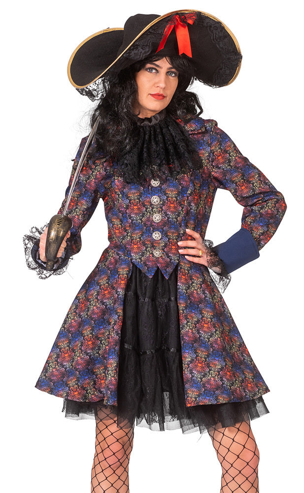 das-kost-mland-damen-barock-piratin-jacke-mit-jabot-totenkopf image 1