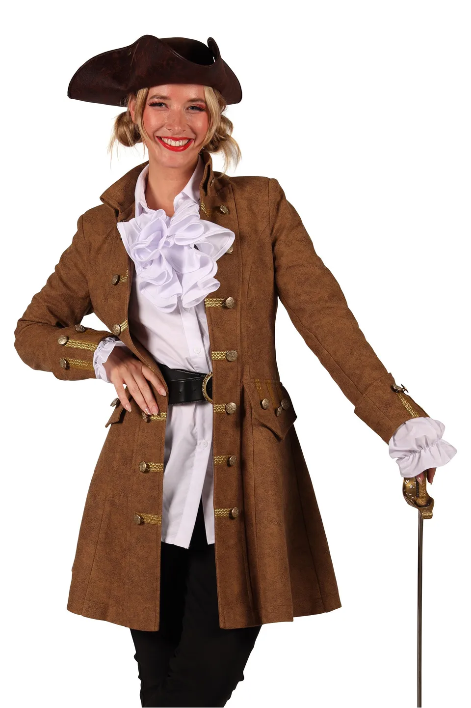 das-kost-mland-damen-piratin-mantel-anne-bonny-braun-gr-m image 1