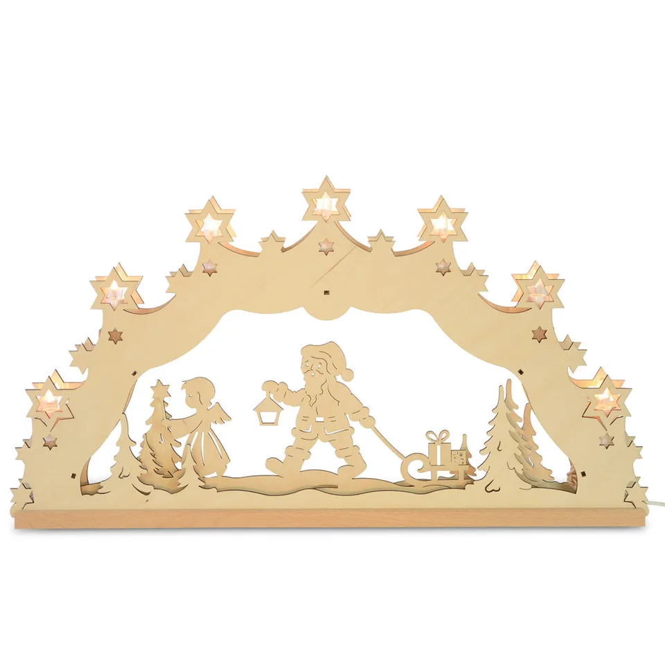 original-erzgebirge-lichterbogen-weihnachtsmann-engel-55cm image 1