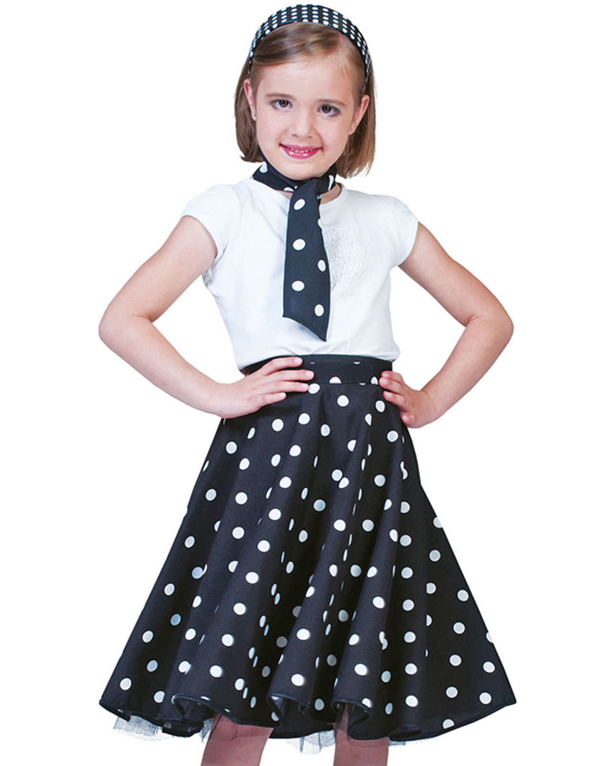 das-kost-mland-accessoires-50er-jahre-tellerrock-halstuch-kinder-schwarz-wei image 1