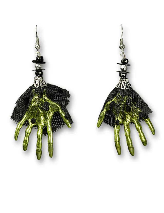 das-kost-mland-accessoires-ohrringe-gr-ne-skeletth-nde-halloween image 1