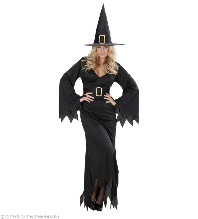 das-kost-mland-black-witch-hexenkost-m-damen-schwarz-kleid-hut image 1
