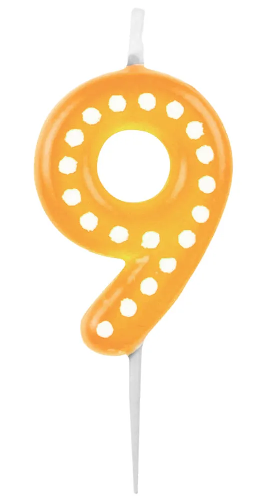 das-kost-mland-zahlenkerze-9-geburtstagskerze-orange-punkte-6-5cm image 1
