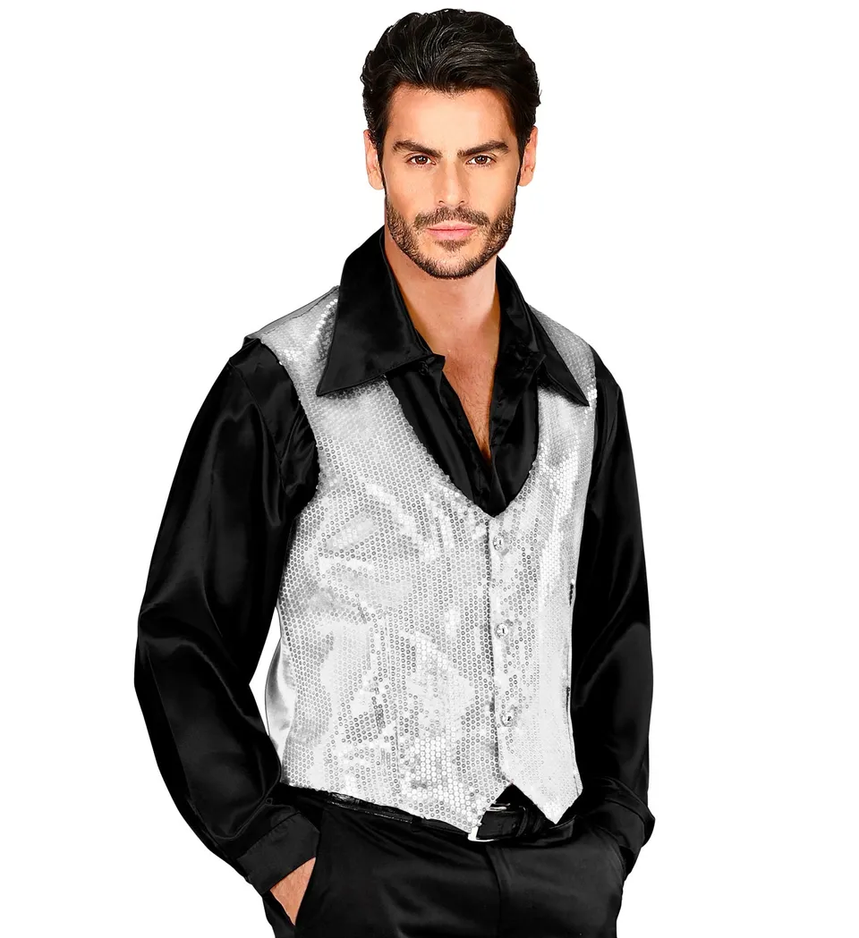 das-kost-mland-herren-pailletten-weste-silber-glitzer-gr-l image 1