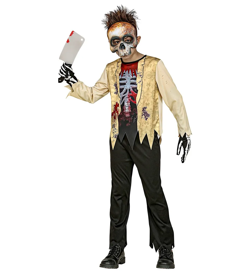 das-kost-mland-zombie-skelett-kinderkost-m-anzug-mit-maske image 1