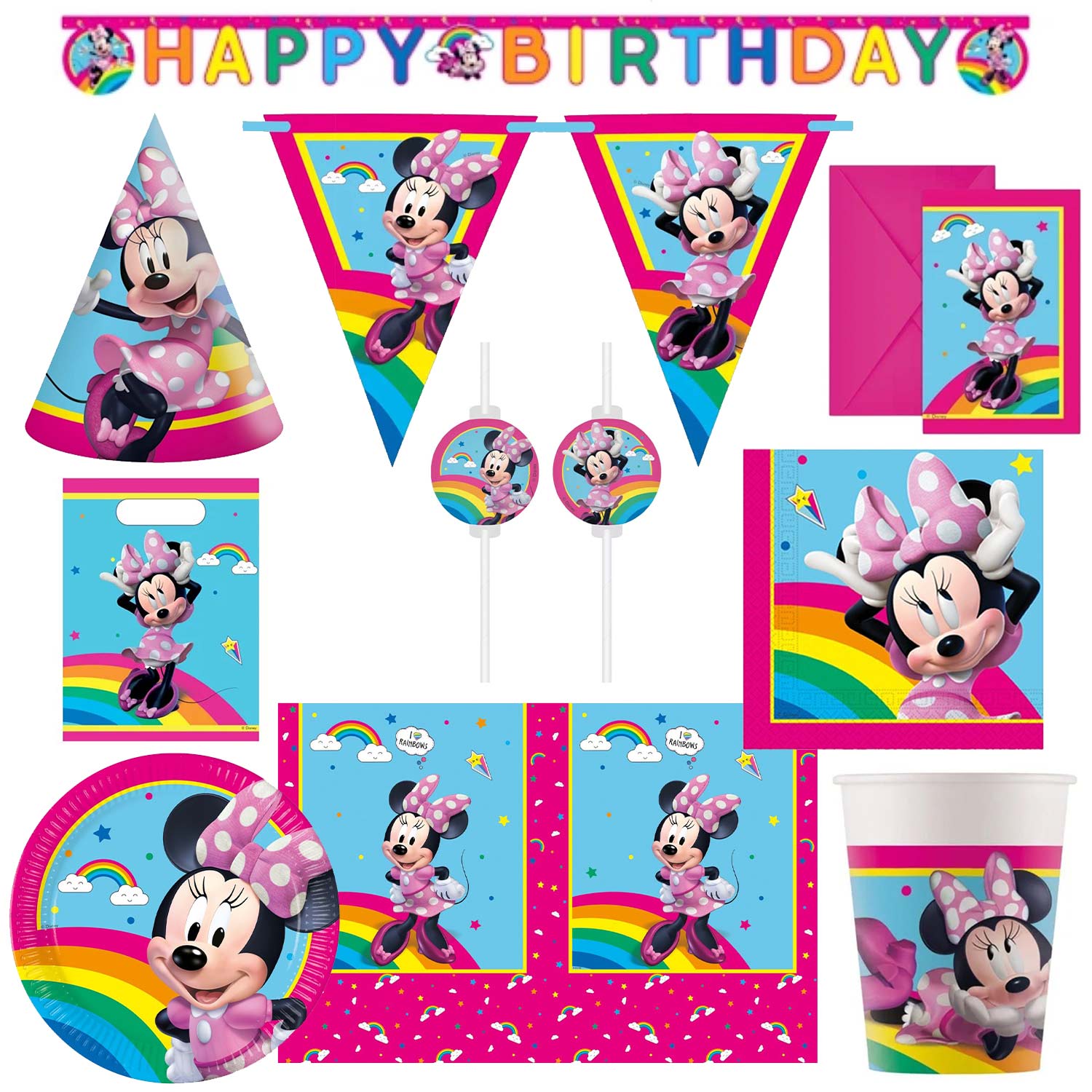 das-kost-mland-dekorationen-minnie-rainbow-partydeko-set image 1