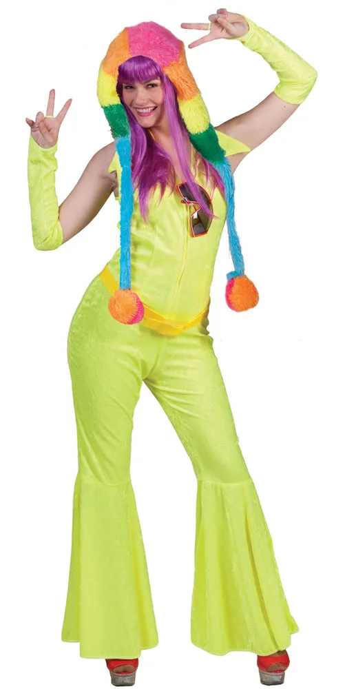 das-kost-mland-damen-disco-anzug-neon-gelb-overall-mit-stulpen image 1