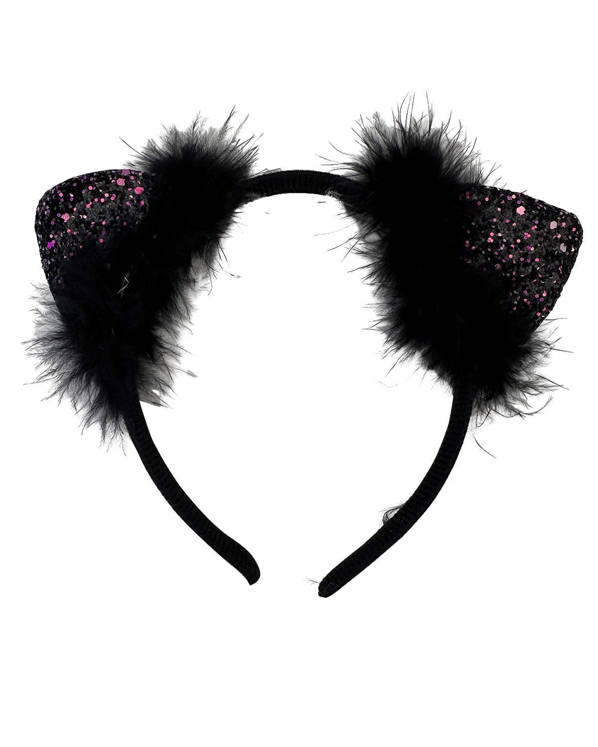 das-kost-mland-katzenohren-haarreif-schwarz-glitter-12er-set image 2