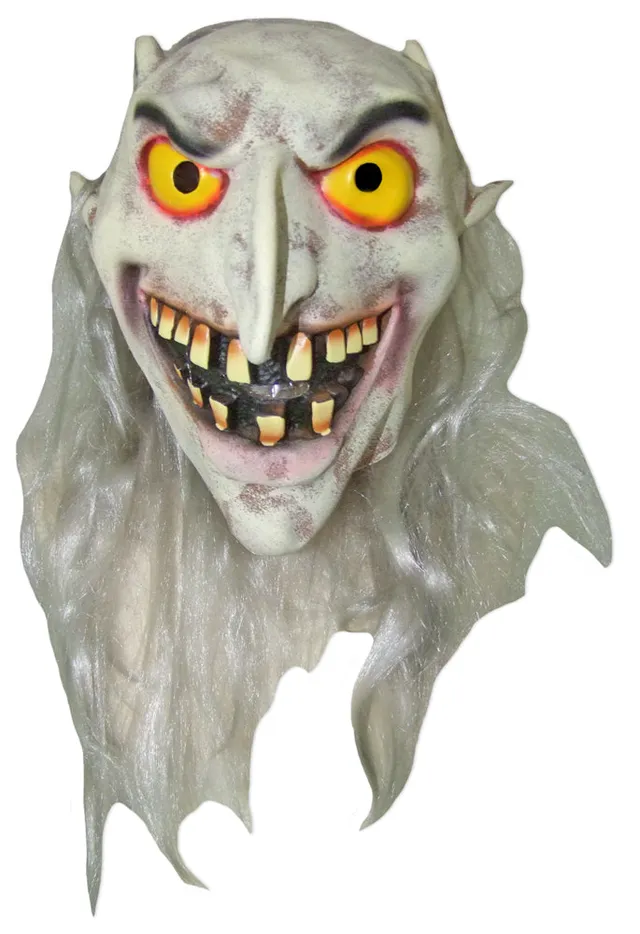 das-kost-mland-accessoires-horror-elfen-maske-latexmaske-graue-haare image 1