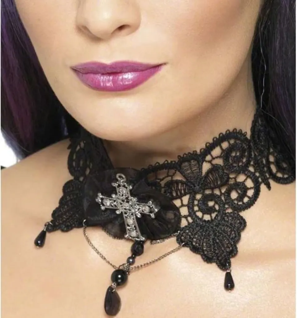 das-kost-mland-dekorationen-halsband-spitze-gothic-schwarz-einheitsgr-e image 1