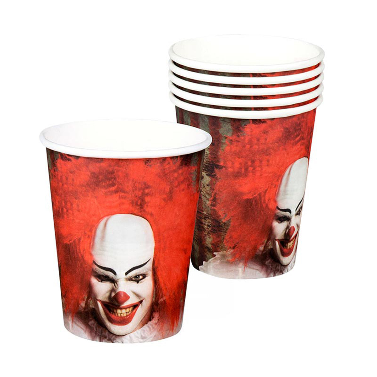 das-kost-mland-dekorationen-pappbecher-horror-clown-250ml-6st image 2