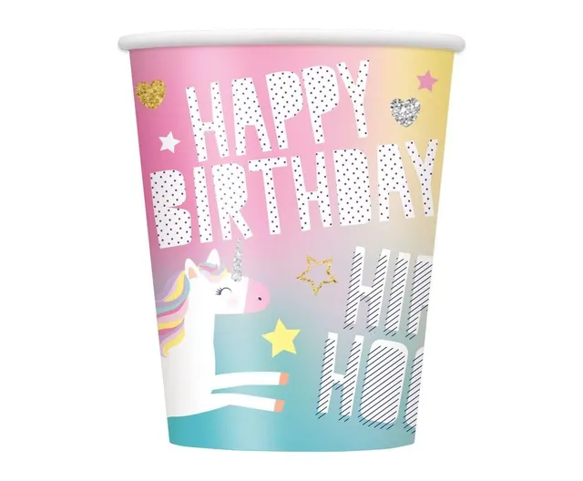 das-kost-mland-einhorn-pappbecher-happy-birthday-8-st-ck image 1
